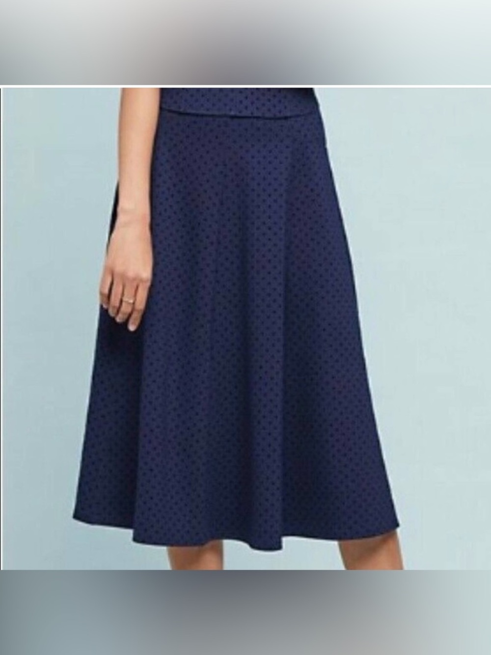 Maeve/Anthropologie Sevigny Navy A-Line Polka Dot Midi Skirt